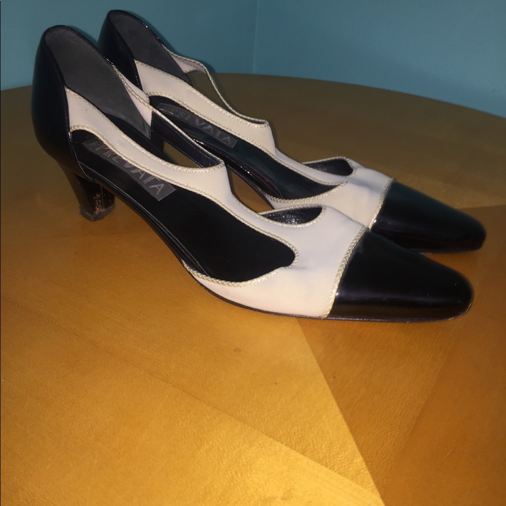 Black and white heels